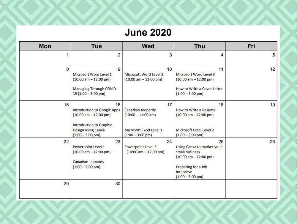 June 2020 Class Schedule Contact North june-2020-class-schedule