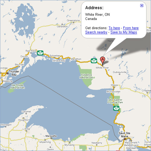 White River map, Northwestern Ontario