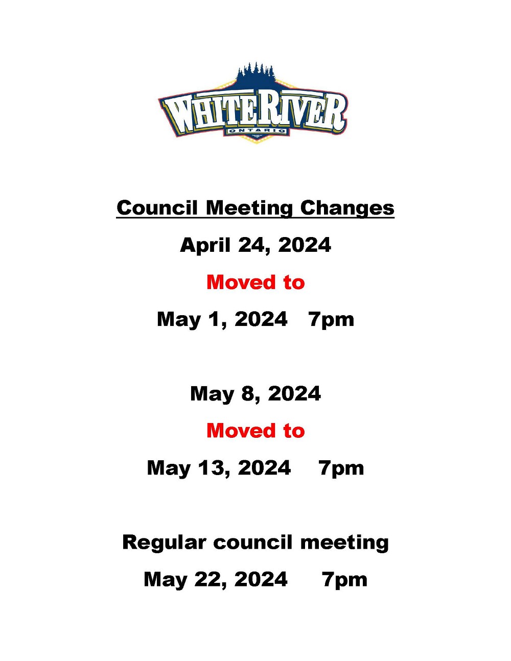 Council Meeting Changes