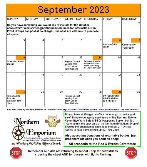 White River Event Calendar for September